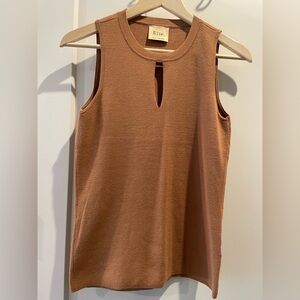 Elie Tahari Tan Sleeveless Keyhole Tank